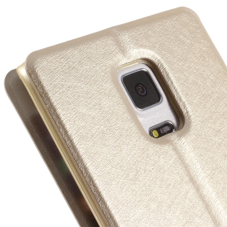For Samsung Galaxy Note Edge N915A N915T Silk Texture Dual View Windows Leather Stand Shell - Champagne-9