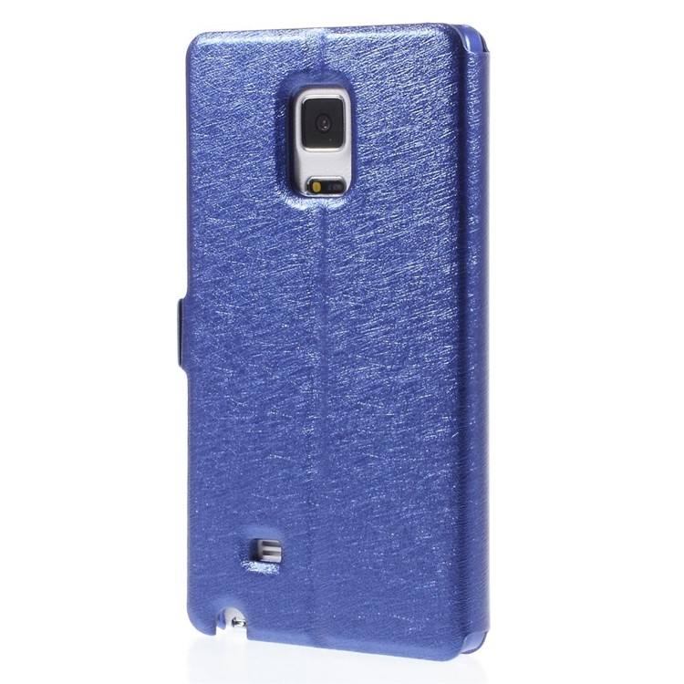 For Samsung Galaxy Note Edge N915A N915T Silk Texture Dual View Windows Leather Case - Blue-2
