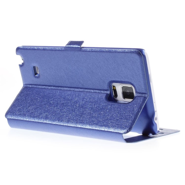 For Samsung Galaxy Note Edge N915A N915T Silk Texture Dual View Windows Leather Case - Blue-5