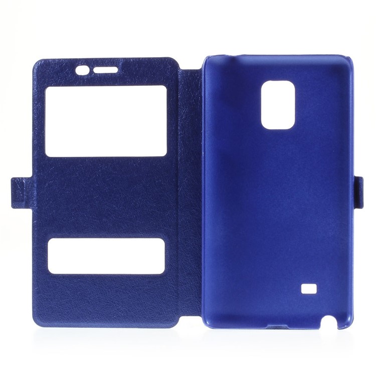 For Samsung Galaxy Note Edge N915A N915T Silk Texture Dual View Windows Leather Case - Blue-7