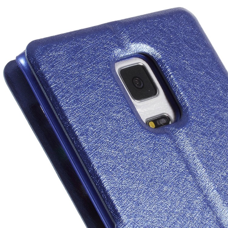 For Samsung Galaxy Note Edge N915A N915T Silk Texture Dual View Windows Leather Case - Blue-9
