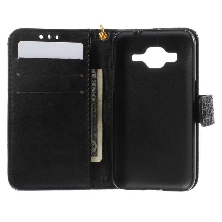 Crocodile Texture Leather Wallet Case for Samsung Galaxy Core Prime G360 - Black-6