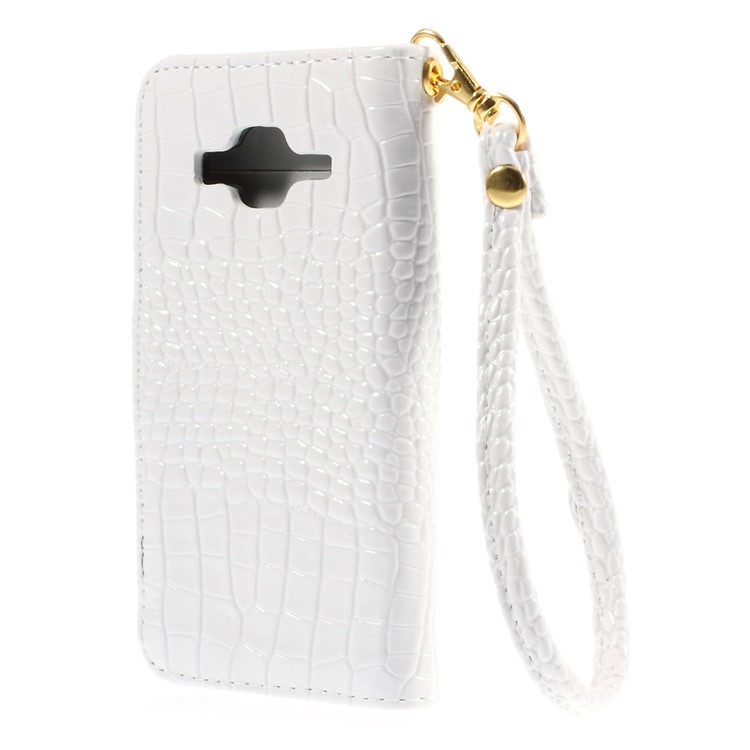 Crocodile Texture Leather Wallet Cover for Samsung Galaxy Core Prime G360 - White-2