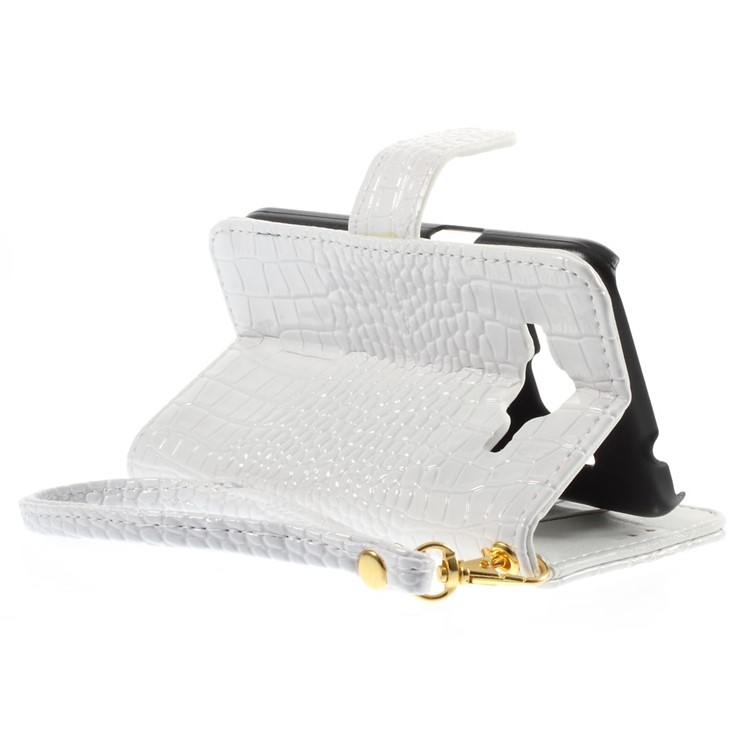 Crocodile Texture Leather Wallet Cover for Samsung Galaxy Core Prime G360 - White-5