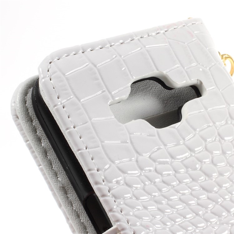 Crocodile Texture Leather Wallet Cover for Samsung Galaxy Core Prime G360 - White-9