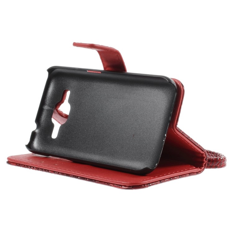 Crocodile Texture Leather Stand Case for Samsung Galaxy Core Prime G360 - Red-4