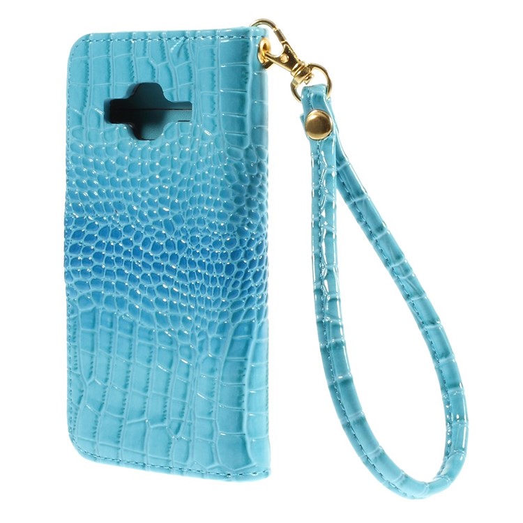 Crocodile Texture Leather Magnetic Case for Samsung Galaxy Core Prime G360 with Stand - Blue-2
