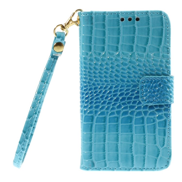 Crocodile Texture Leather Magnetic Case for Samsung Galaxy Core Prime G360 with Stand - Blue-3