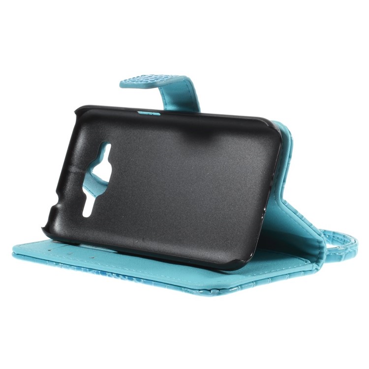 Crocodile Texture Leather Magnetic Case for Samsung Galaxy Core Prime G360 with Stand - Blue-4