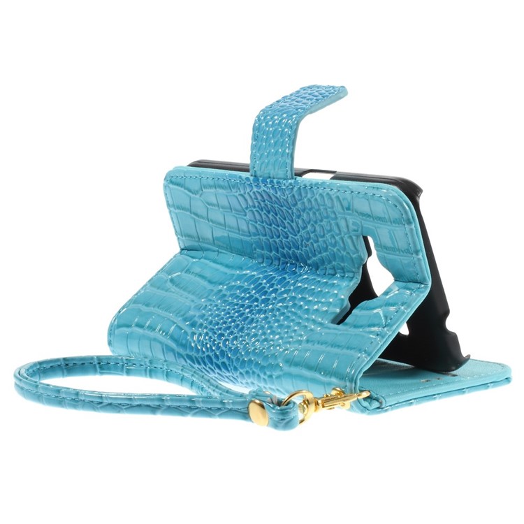 Crocodile Texture Leather Magnetic Case for Samsung Galaxy Core Prime G360 with Stand - Blue-5