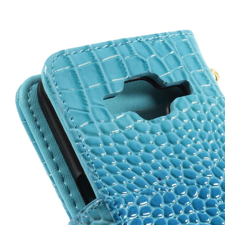 Crocodile Texture Leather Magnetic Case for Samsung Galaxy Core Prime G360 with Stand - Blue-9