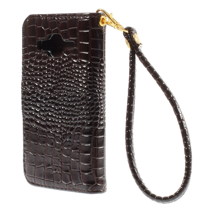 Crocodile Texture Leather Wallet Case Cover for Samsung Galaxy Core Prime G360 - Coffee-2