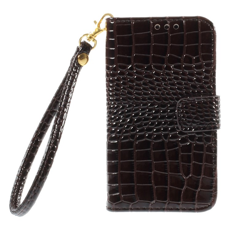 Crocodile Texture Leather Wallet Case Cover for Samsung Galaxy Core Prime G360 - Coffee-3