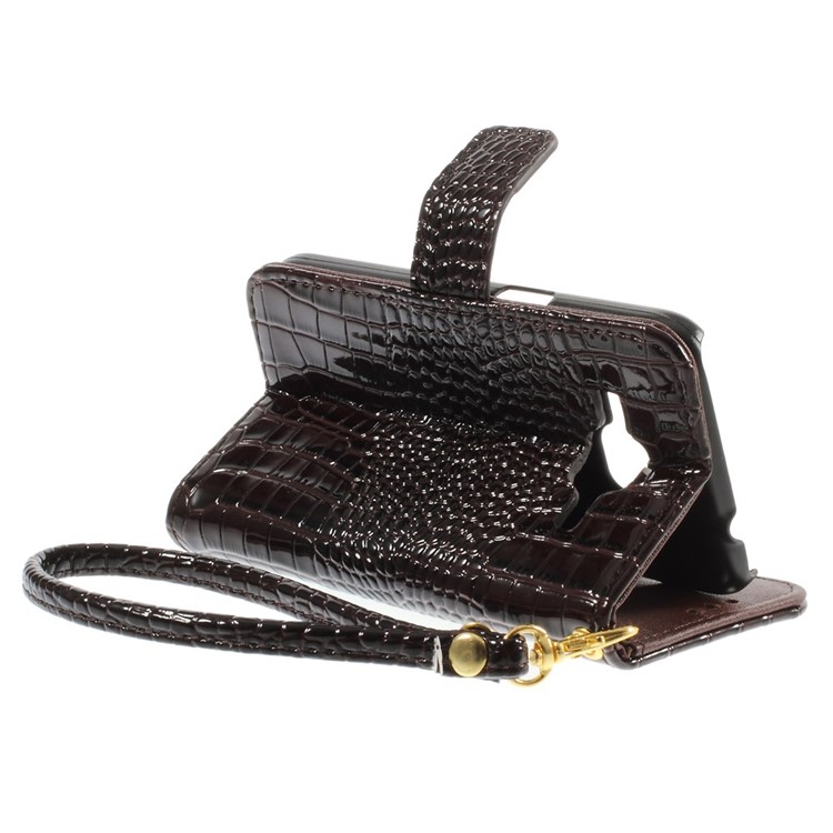 Crocodile Texture Leather Wallet Case Cover for Samsung Galaxy Core Prime G360 - Coffee-5