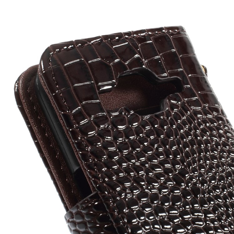 Crocodile Texture Leather Wallet Case Cover for Samsung Galaxy Core Prime G360 - Coffee-9
