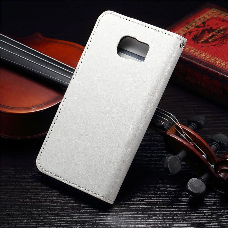 Crazy Horse Leather Case with ID Credit Card Slots for Samsung Galaxy S6 - White-2