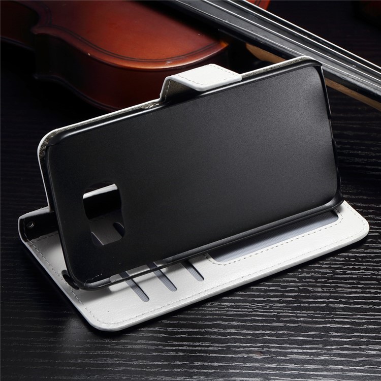 Crazy Horse Leather Case with ID Credit Card Slots for Samsung Galaxy S6 - White-4