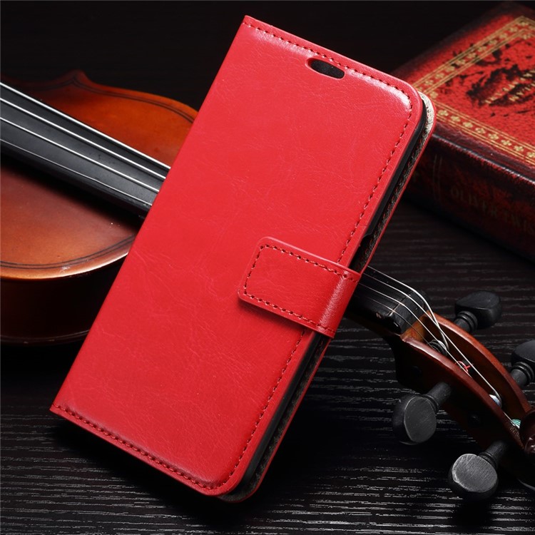 Crazy Horse Magnetic Leather Case with Stand for Samsung Galaxy S6 - Red-1