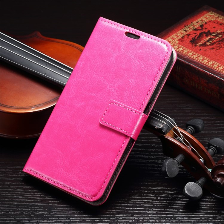 Crazy Horse Wallet Leather Cover with Stand for Samsung Galaxy S6 - Rose-1