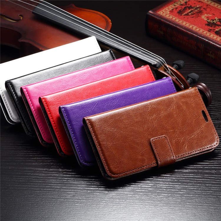 Crazy Horse Wallet Leather Cover with Stand for Samsung Galaxy S6 - Rose-5