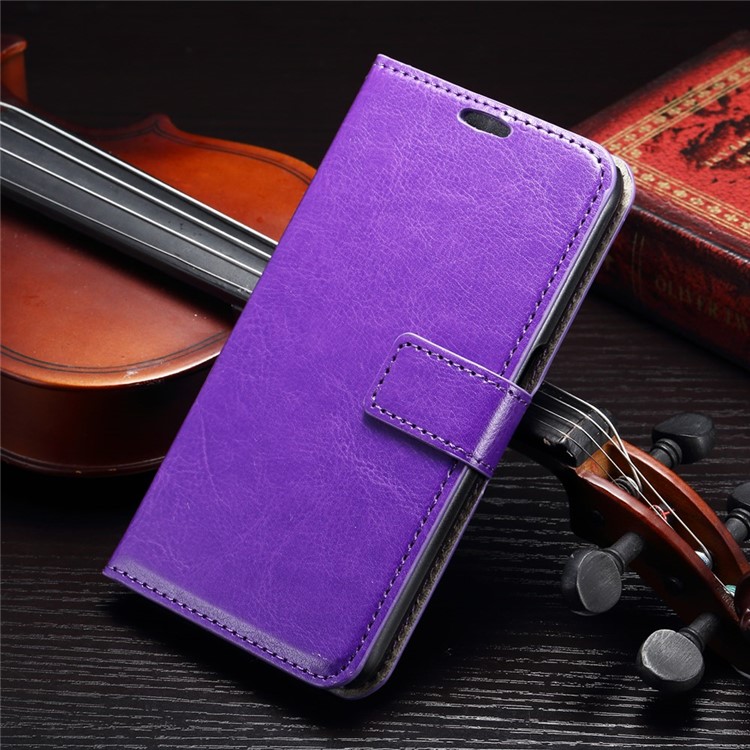 Crazy Horse Wallet Leather Cover with Stand for Samsung Galaxy S6 - Purple-1