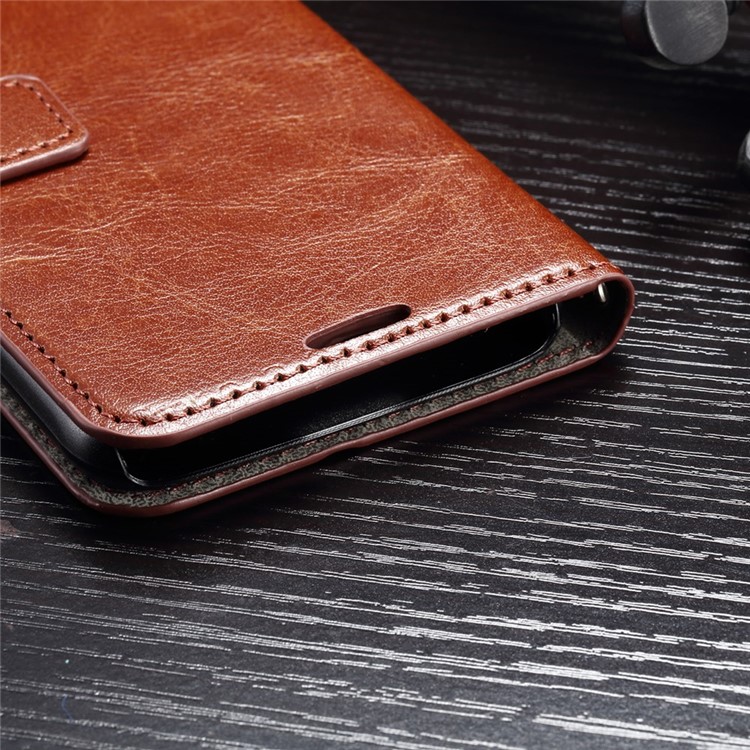 Crazy Horse Leather Case with Stand Card Holder for Samsung Galaxy S6 - Brown-6