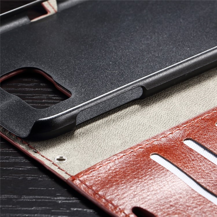 Crazy Horse Leather Case with Stand Card Holder for Samsung Galaxy S6 - Brown-9