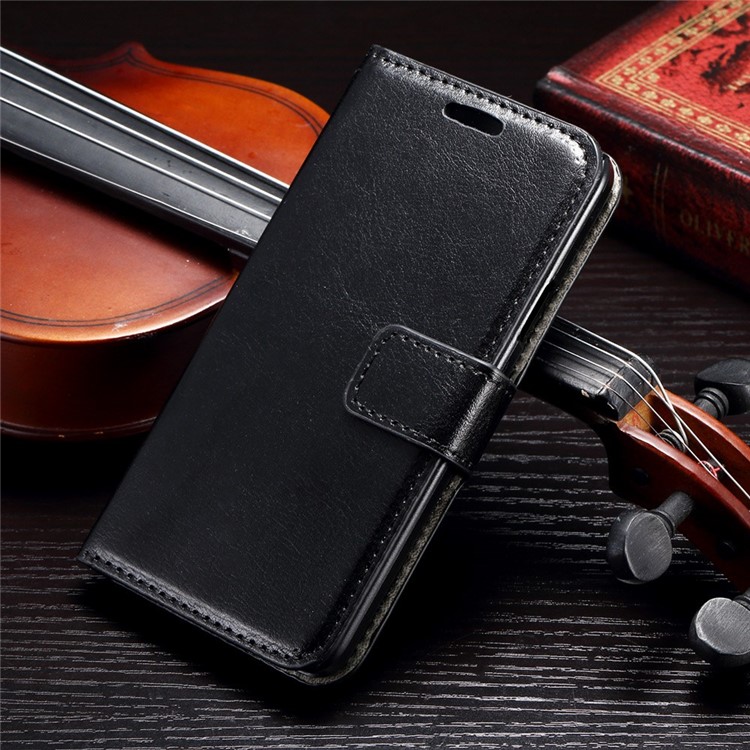 Crazy Horse Wallet Leather Case for Samsung Galaxy A3 SM-A300F with Stand - Black-1