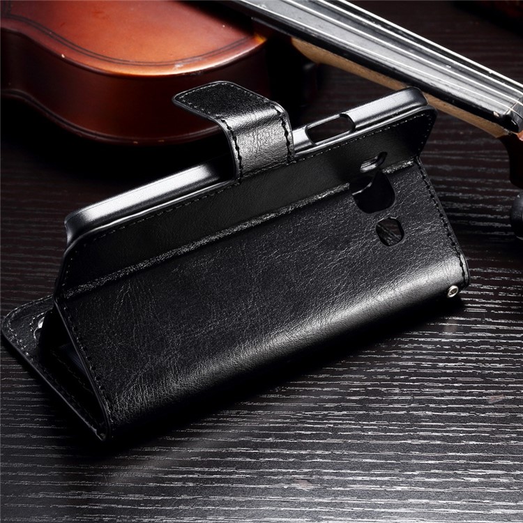 Crazy Horse Wallet Leather Case for Samsung Galaxy A3 SM-A300F with Stand - Black-3