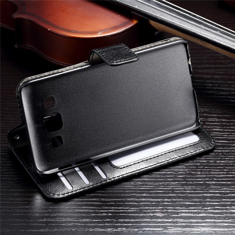 Crazy Horse Wallet Leather Case for Samsung Galaxy A3 SM-A300F with Stand - Black-4