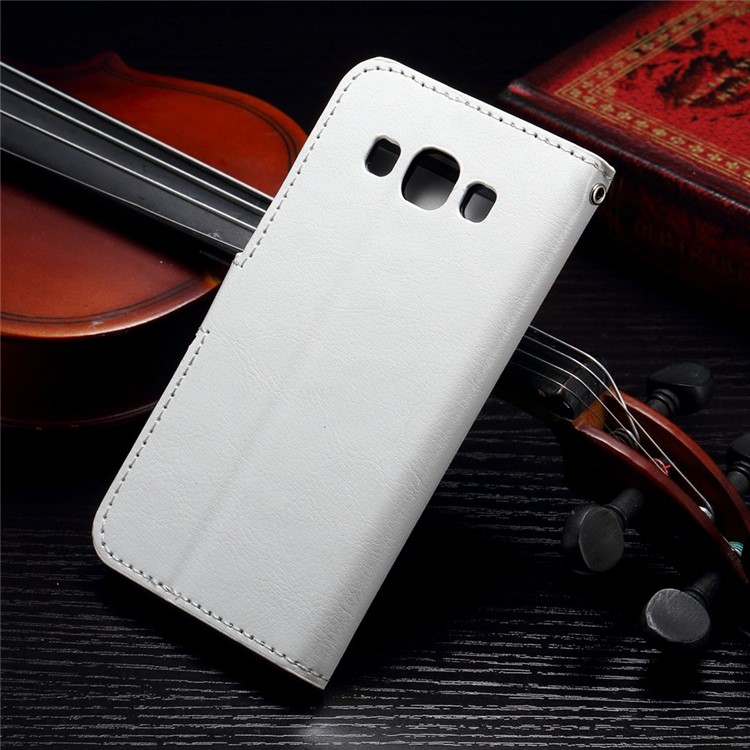 Crazy Horse Wallet Leather Case for Samsung Galaxy A3 SM-A300F with Stand - White-2