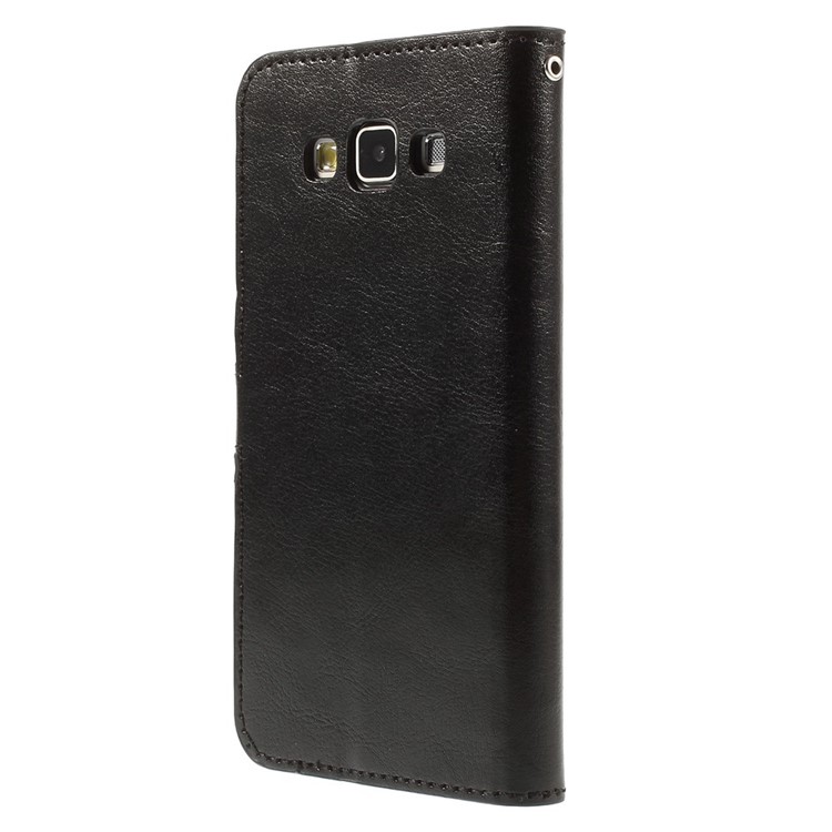 For Samsung Galaxy A7 SM-A700F Crazy Horse Leather Wallet Case - Black-2