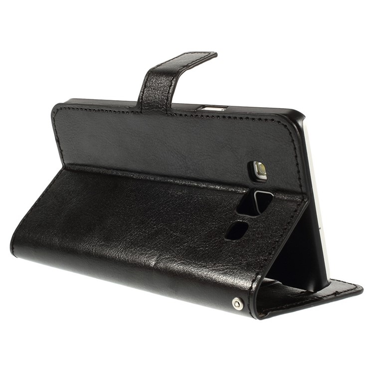 For Samsung Galaxy A7 SM-A700F Crazy Horse Leather Wallet Case - Black-5