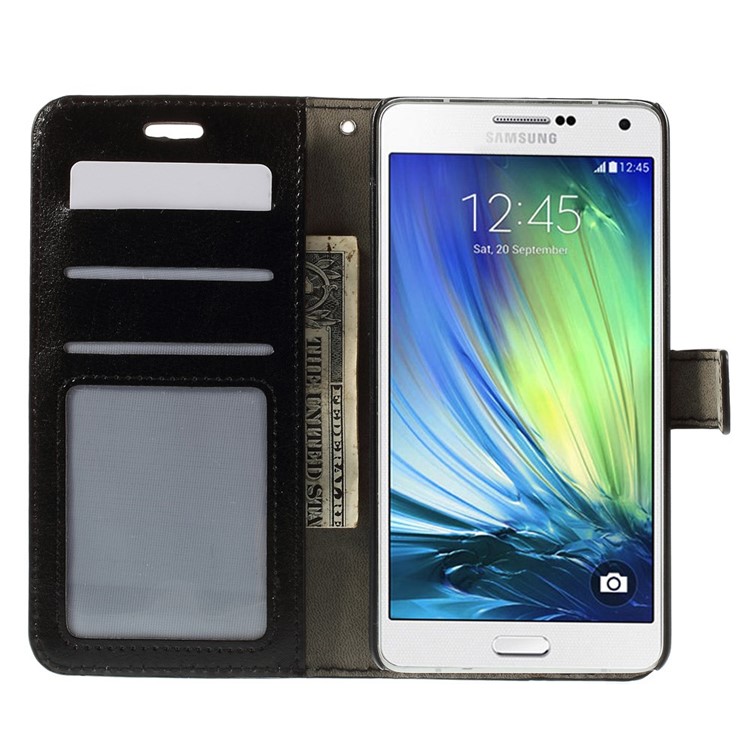 For Samsung Galaxy A7 SM-A700F Crazy Horse Leather Wallet Case - Black-6