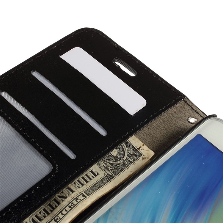 For Samsung Galaxy A7 SM-A700F Crazy Horse Leather Wallet Case - Black-8