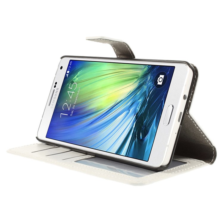 Crazy Horse Skin Leather Wallet Case for Samsung Galaxy A7 SM-A700F - White-4