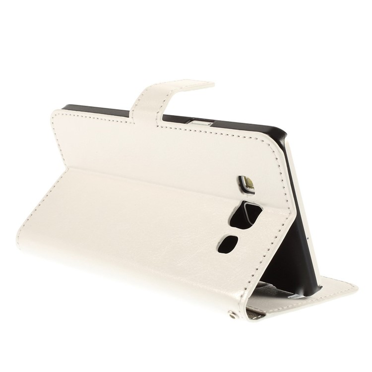 Crazy Horse Skin Leather Wallet Case for Samsung Galaxy A7 SM-A700F - White-5