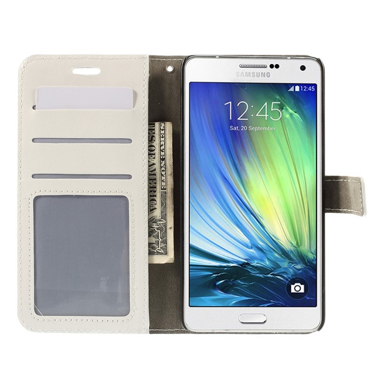 Crazy Horse Skin Leather Wallet Case for Samsung Galaxy A7 SM-A700F - White-6