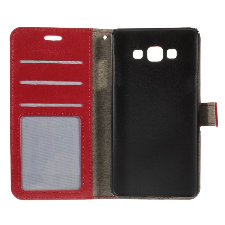 For Samsung Galaxy A7 SM-A700F Crazy Horse Flip Leather Case Card Holder - Red-10