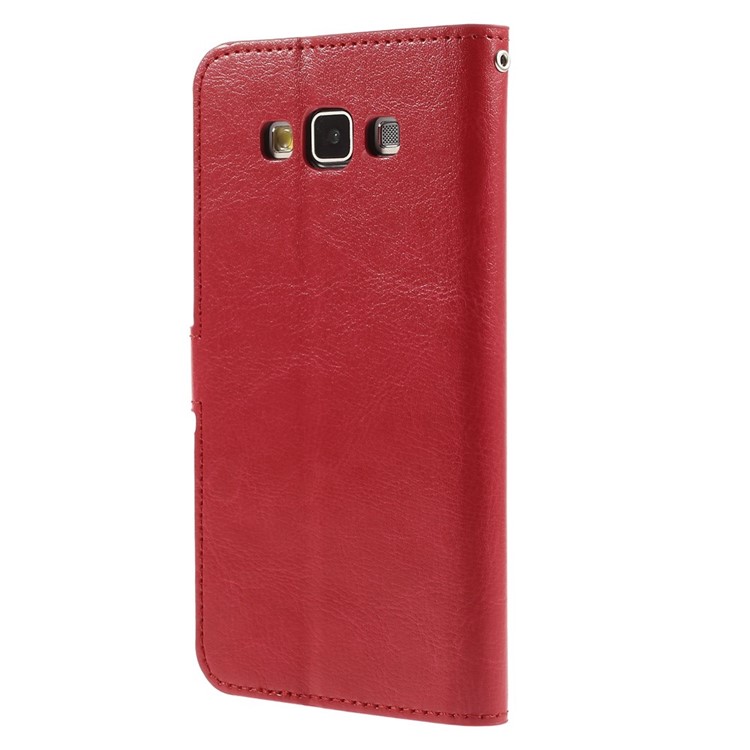 For Samsung Galaxy A7 SM-A700F Crazy Horse Flip Leather Case Card Holder - Red-2