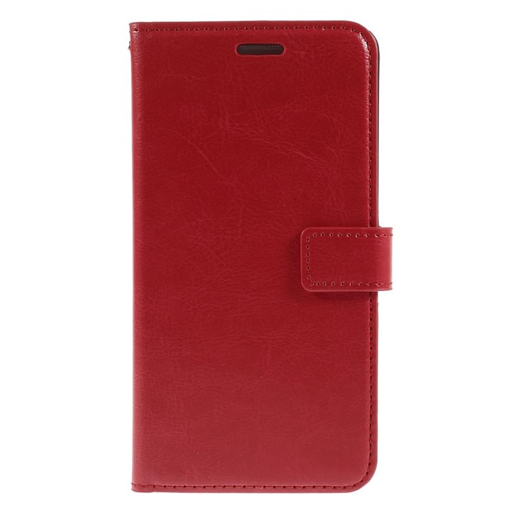 For Samsung Galaxy A7 SM-A700F Crazy Horse Flip Leather Case Card Holder - Red-3