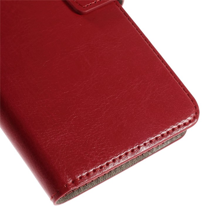 For Samsung Galaxy A7 SM-A700F Crazy Horse Flip Leather Case Card Holder - Red-7