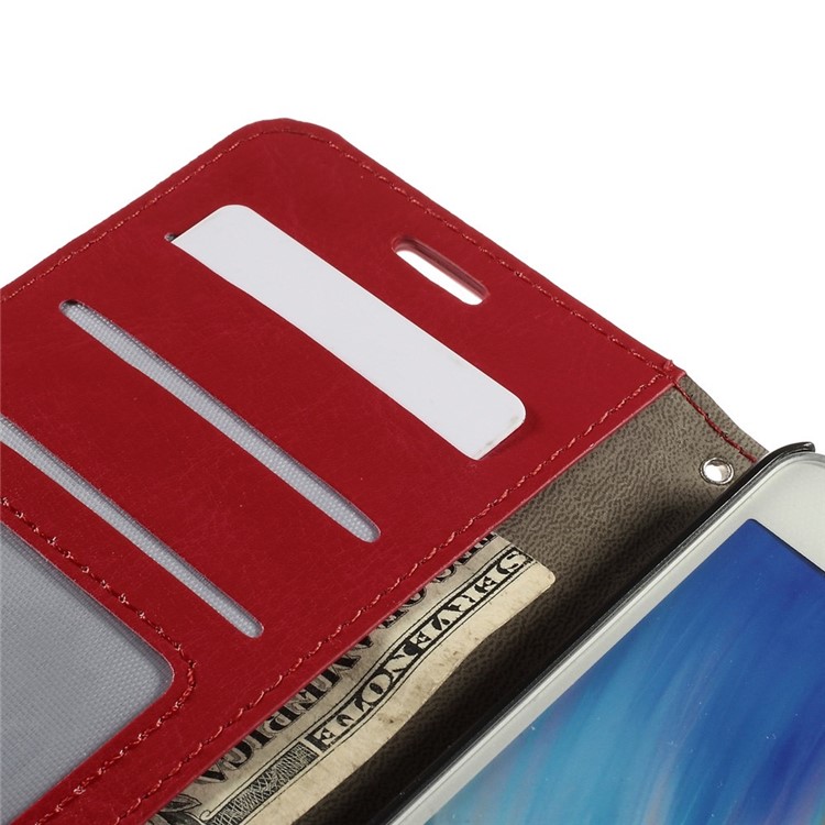 For Samsung Galaxy A7 SM-A700F Crazy Horse Flip Leather Case Card Holder - Red-9