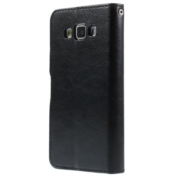 Crazy Horse Leather Wallet Case for Samsung Galaxy A5 SM-A500F - Black-2