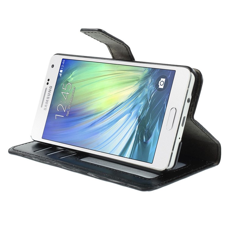 Crazy Horse Leather Wallet Case for Samsung Galaxy A5 SM-A500F - Black-4