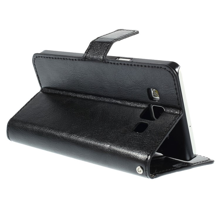 Crazy Horse Leather Wallet Case for Samsung Galaxy A5 SM-A500F - Black-5