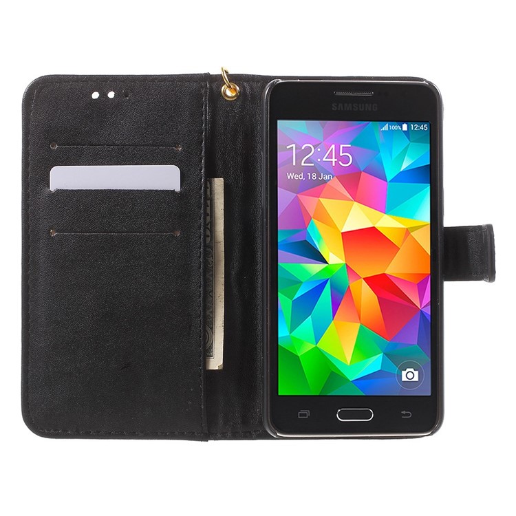 Crocodile Texture Leather Wallet Case for Samsung Galaxy Grand Prime G530H - Black-5