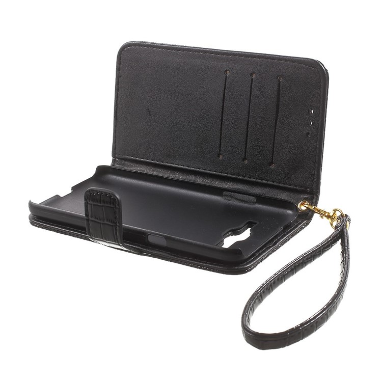 Crocodile Texture Leather Wallet Case for Samsung Galaxy Grand Prime G530H - Black-6