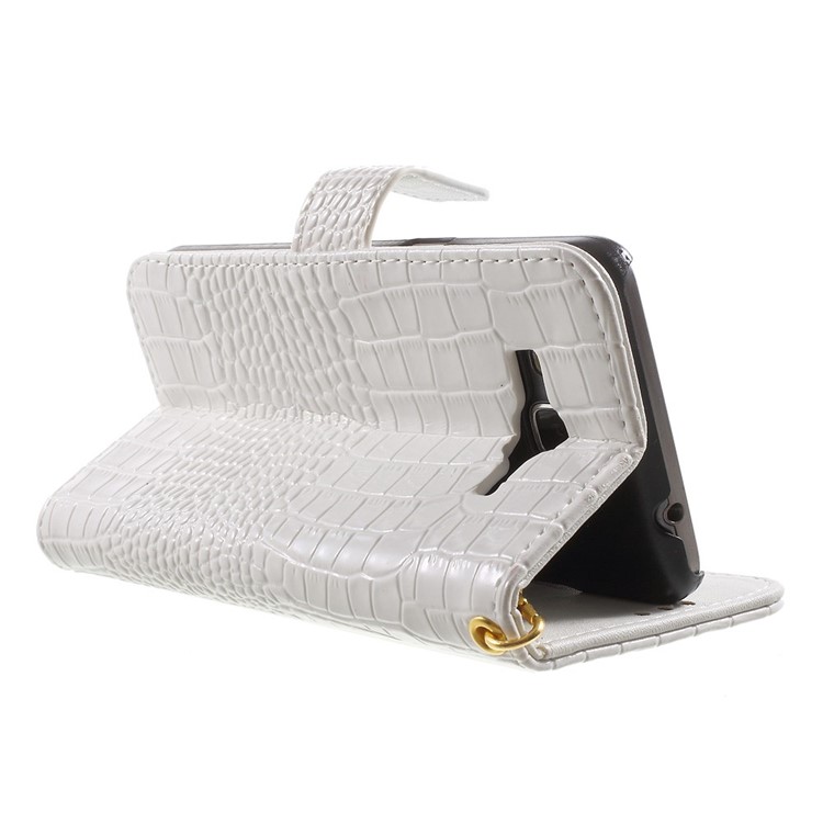 Crocodile Texture Leather Wallet Case for Samsung Galaxy Grand Prime G530H - White-4