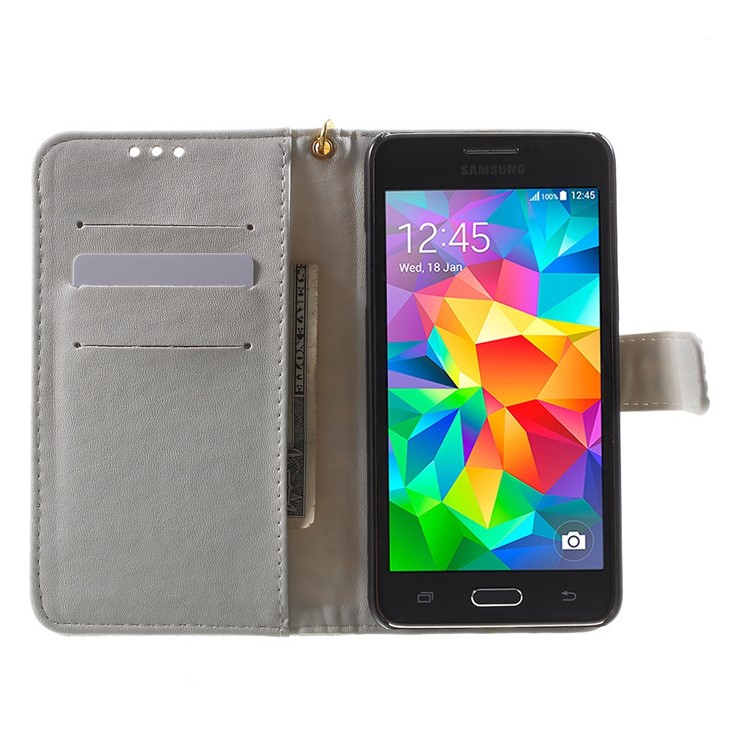 Crocodile Texture Leather Wallet Case for Samsung Galaxy Grand Prime G530H - White-5